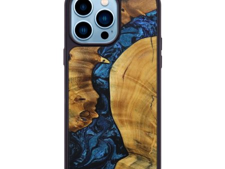 iPhone 14 Pro Max Wood+Resin Phone Case - Wesley (Blue, 692156) Cheap