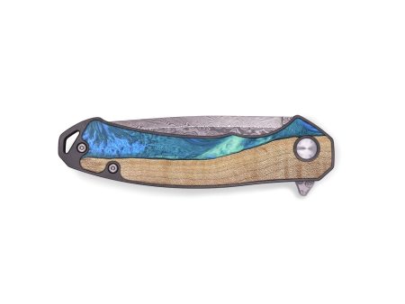 EDC Wood+Resin Pocket Knife - Gail (Blue, 691782) For Sale