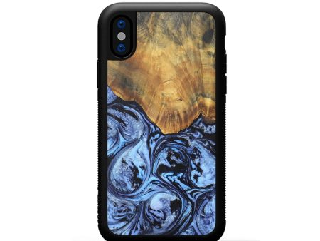 iPhone Xs Wood+Resin Phone Case - Arlene (Blue, 692422) Fashion