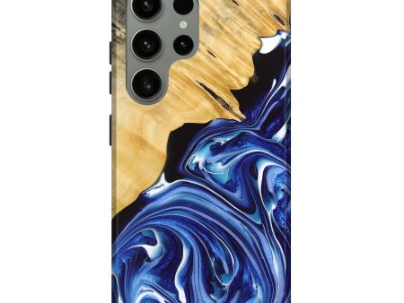 Galaxy S24 Ultra Wood+Resin Live Edge Phone Case - Arielle (Blue, 692647) Sale