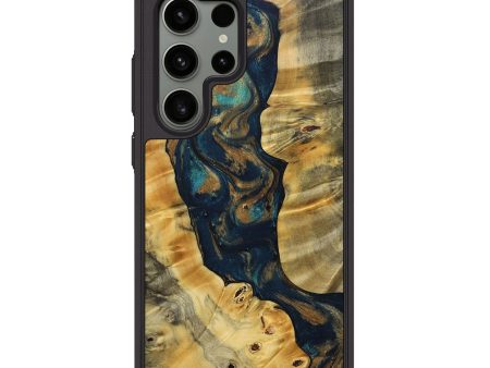 Galaxy S24 Ultra Wood+Resin Phone Case - Nina (Teal & Gold, 692076) Sale