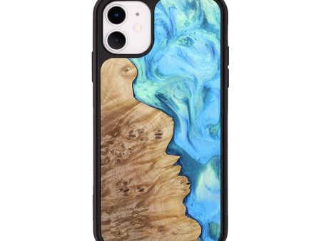 iPhone 11 Wood+Resin Phone Case - Brynn (Blue, 690150) on Sale