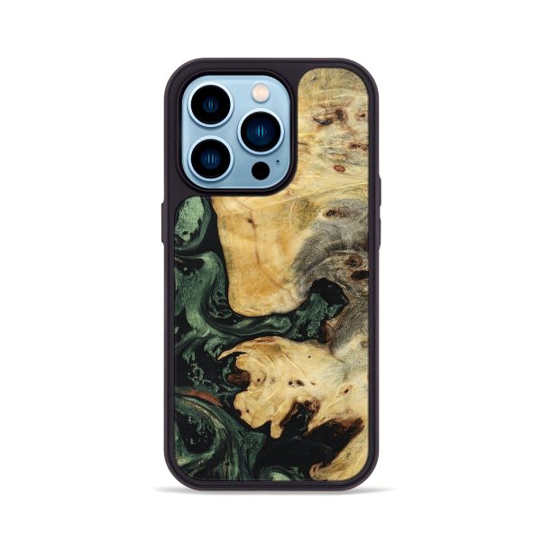 iPhone 14 Pro Wood+Resin Phone Case - Holden (Green, 693551) Sale