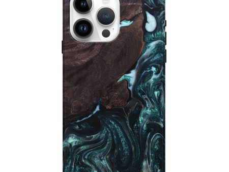 iPhone 15 Pro Max Wood+Resin Live Edge Phone Case - Alexia (Green, 692211) Hot on Sale