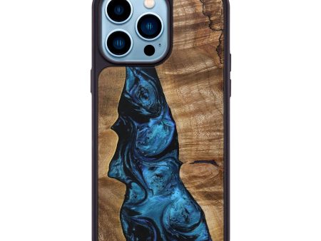 iPhone 14 Pro Max Wood+Resin Phone Case - Elijah (Blue, 692145) Fashion