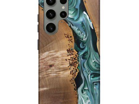 Galaxy S23 Ultra Wood+Resin Live Edge Phone Case - Jorge (Green, 689581) For Cheap