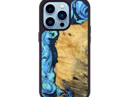 iPhone 14 Pro Wood+Resin Phone Case - Patricia (Blue, 692800) Fashion