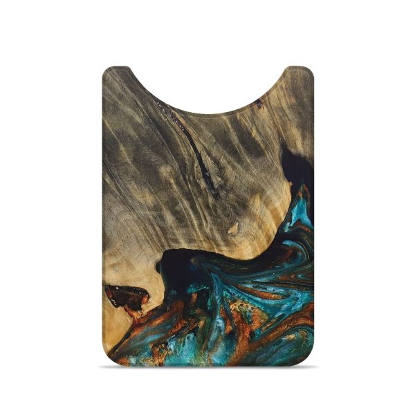 Live Edge Wood+Resin Wallet - Benjamin (Teal & Gold, 692346) Supply