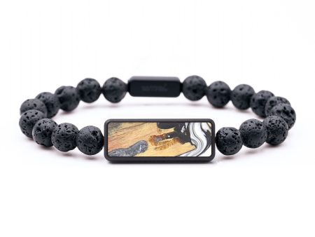 Lava Bead Wood+Resin Bracelet - Solomon (Black & White, 693025) on Sale