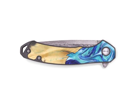 EDC Wood+Resin Pocket Knife - Abby (Blue, 688661) Supply