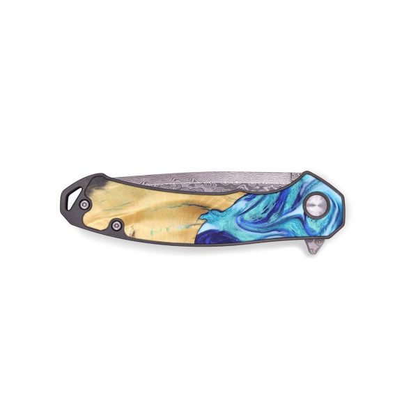 EDC Wood+Resin Pocket Knife - Abby (Blue, 688661) Supply