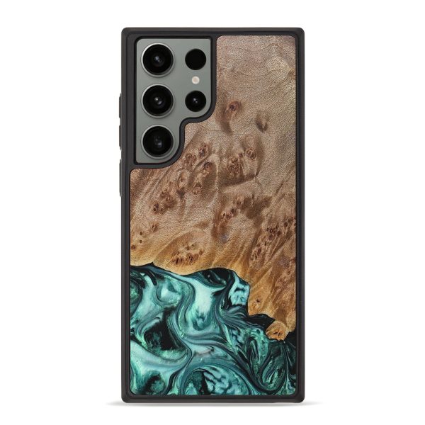 Galaxy S23 Ultra Wood+Resin Phone Case - Angelina (Green, 692246) For Sale