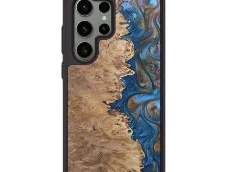 Galaxy S24 Ultra Wood+Resin Phone Case - Zuri (Teal & Gold, 693528) Online