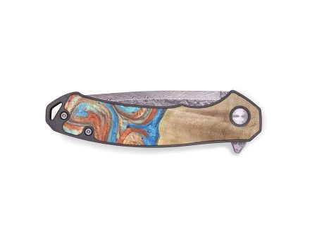 EDC Wood+Resin Pocket Knife - Destinee (Teal & Gold, 691763) Cheap