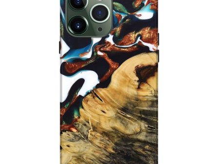 iPhone 13 Pro Max Wood+Resin Live Edge Phone Case - Charlee (Teal & Gold, 693960) Online Sale