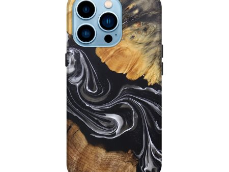 iPhone 14 Pro Wood+Resin Live Edge Phone Case - Wendy (Black & White, 694022) For Discount