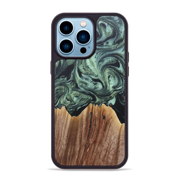 iPhone 14 Pro Max Wood+Resin Phone Case - Forrest (Green, 690396) Online Hot Sale