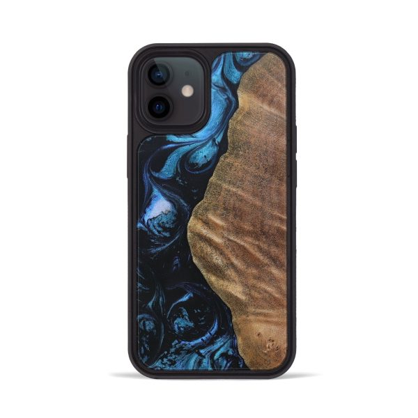 iPhone 12 Wood+Resin Phone Case - Chelsie (Blue, 692157) Cheap