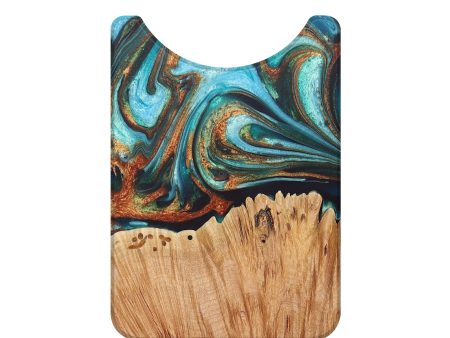 Live Edge Wood+Resin Wallet - Essie (Teal & Gold, 693603) Sale