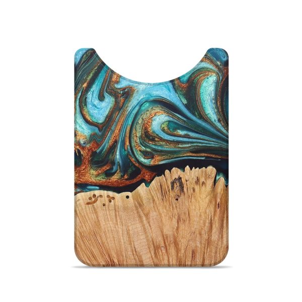 Live Edge Wood+Resin Wallet - Essie (Teal & Gold, 693603) Sale