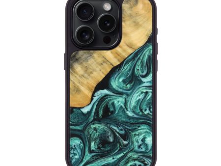 iPhone 15 Pro Wood+Resin Phone Case - Terrence (Green, 692254) on Sale