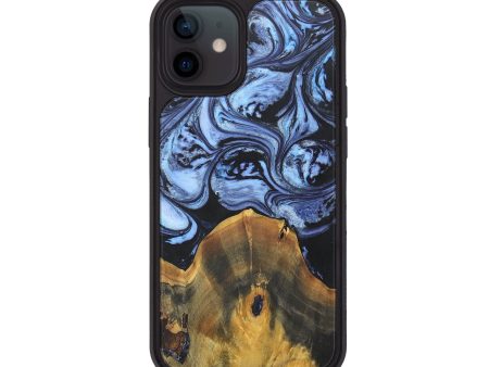 iPhone 12 Wood+Resin Phone Case - Eula (Blue, 692437) For Cheap