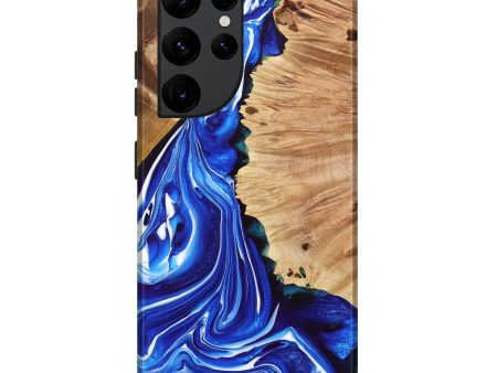 Galaxy S22 Ultra Wood+Resin Live Edge Phone Case - James (Blue, 693945) For Sale