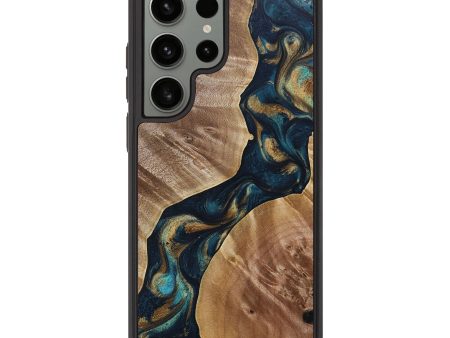 Galaxy S23 Ultra Wood+Resin Phone Case - Rylie (Teal & Gold, 692643) Online