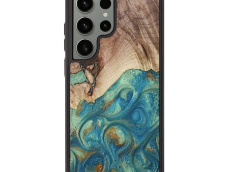 Galaxy S23 Ultra Wood+Resin Phone Case - Imani (Teal & Gold, 689818) Discount