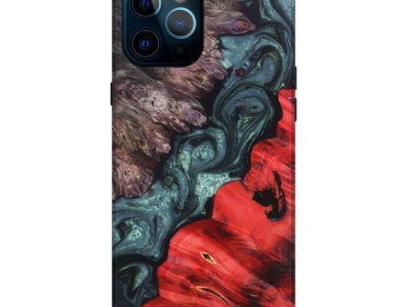 iPhone 12 Pro Max Wood+Resin Live Edge Phone Case - Janelle (Green, 689586) For Sale