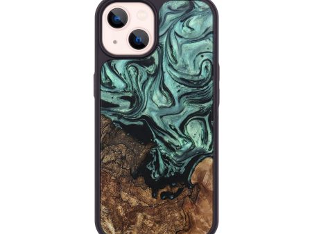 iPhone 14 Wood+Resin Phone Case - Zachary (Green, 691919) Online Sale