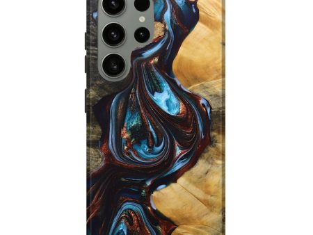 Galaxy S24 Ultra Wood+Resin Live Edge Phone Case - Addilyn (Teal & Gold, 690721) Online Sale