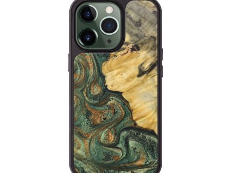 iPhone 13 Pro Wood+Resin Phone Case - Jane (Green, 690657) For Sale