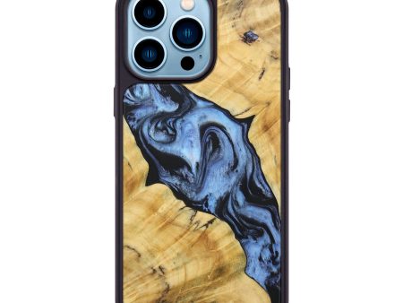 iPhone 14 Pro Max Wood+Resin Phone Case - Alyssa (Blue, 688512) Cheap