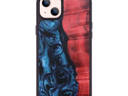 iPhone 14 Plus Wood+Resin Phone Case - Brendon (Blue, 689695) For Cheap