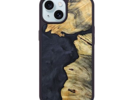 iPhone 15 Wood+Resin Phone Case - Athena (Pure Black, 690914) Online Sale