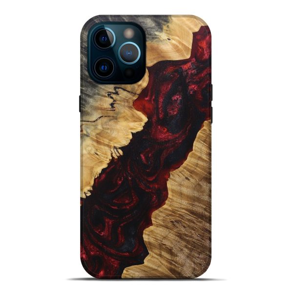 iPhone 12 Pro Max Wood+Resin Live Edge Phone Case - Renee (Red, 691005) Discount