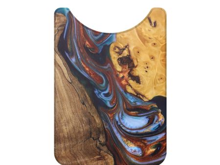 Live Edge Wood+Resin Wallet - Teri (Teal & Gold, 690209) For Discount