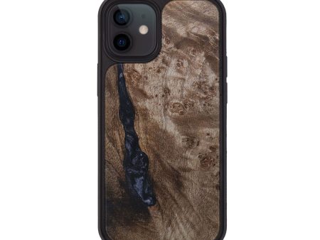 iPhone 12 Wood+Resin Phone Case - Hattie (Pure Black, 690874) Cheap