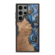 Galaxy S23 Ultra Wood+Resin Phone Case - Abraham (Teal & Gold, 690967) For Sale