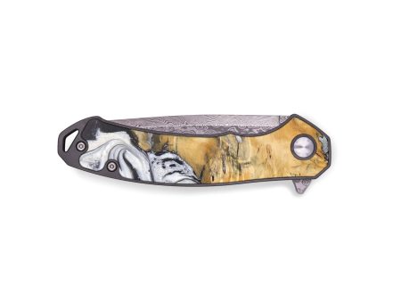 EDC Wood+Resin Pocket Knife - Edna (Black & White, 690776) Online Hot Sale