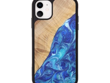 iPhone 11 Wood+Resin Phone Case - Jason (Blue, 690540) For Sale