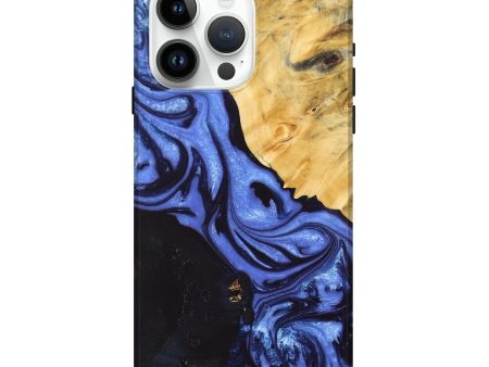 iPhone 15 Pro Max Wood+Resin Live Edge Phone Case - Albert (Blue, 690301) Supply