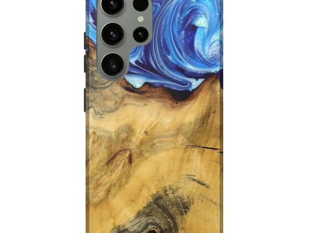 Galaxy S24 Ultra Wood+Resin Live Edge Phone Case - Arya (Blue, 690711) For Sale