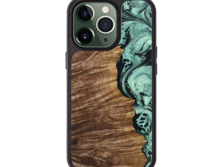 iPhone 13 Pro Wood+Resin Phone Case - Connie (Green, 690668) For Discount