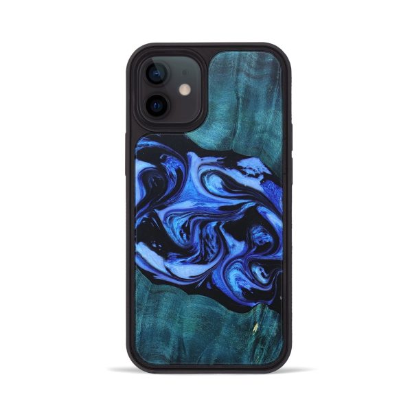 iPhone 12 Wood+Resin Phone Case - Clint (Blue, 688520) Fashion