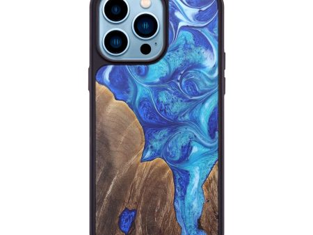 iPhone 14 Pro Max Wood+Resin Phone Case - Addilyn (Blue, 690545) Hot on Sale