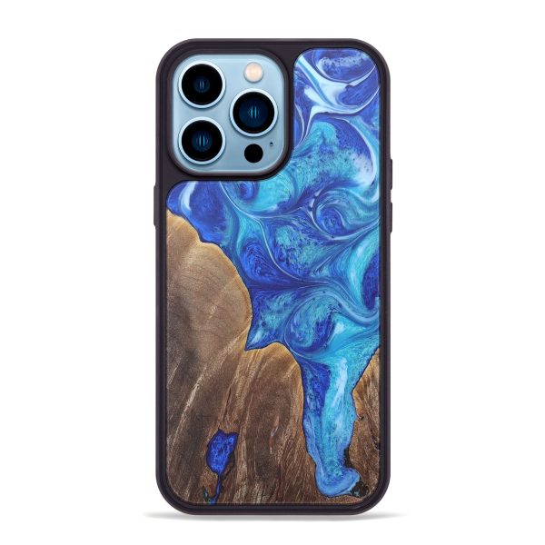 iPhone 14 Pro Max Wood+Resin Phone Case - Addilyn (Blue, 690545) Hot on Sale