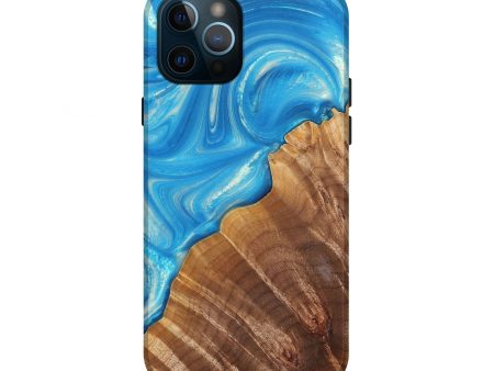 iPhone 12 Pro Wood+Resin Live Edge Phone Case - Blanche (Blue, 688651) Fashion