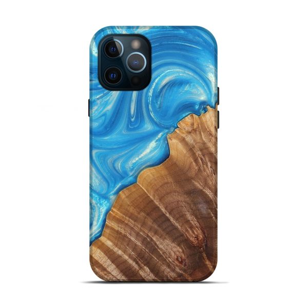 iPhone 12 Pro Wood+Resin Live Edge Phone Case - Blanche (Blue, 688651) Fashion